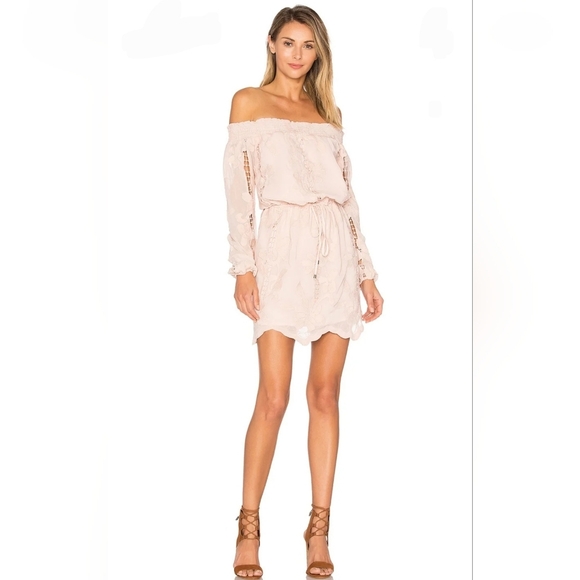 Lovers + Friends $228 Kory Off The Shoulder Dress Embroidered‎ Bohemian Mini XL - Picture 1 of 10